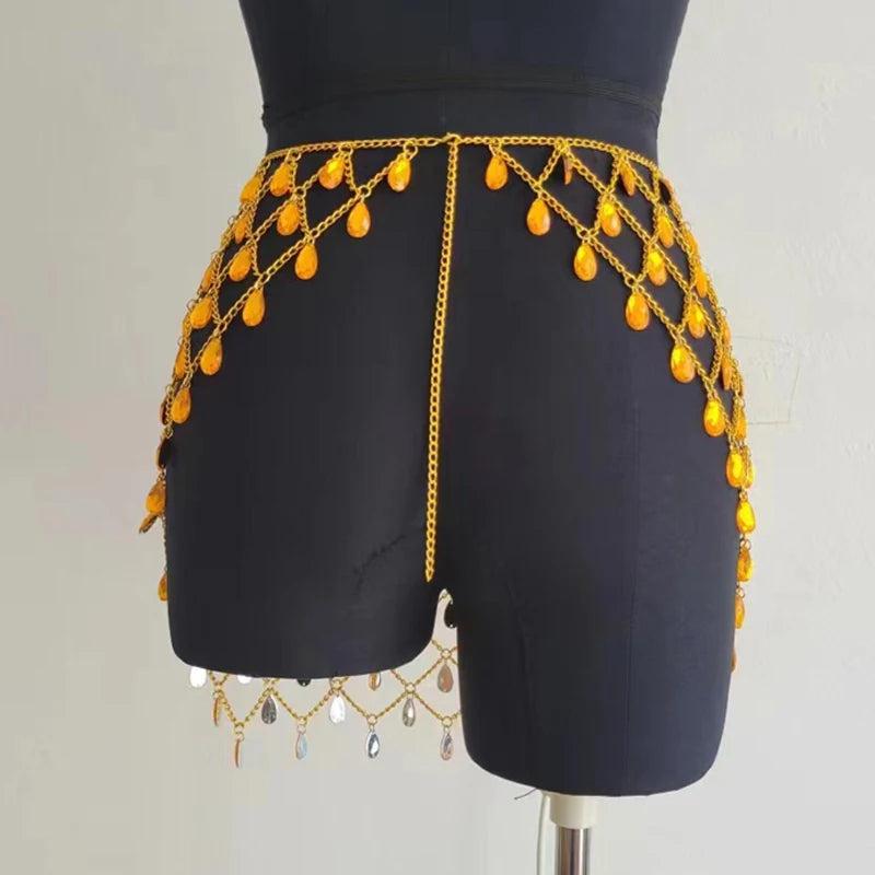 High Quality Women's Skirt Body Chain Elegant Gemstone Clothing Casual Beach Cover Up Bikini Belt Skirts Blue-35CM / One Size / CHINA Gold-35CM / One Size / CHINA Blue-35CM / One Size / CHINA-Gold-35CM / One Size / CHINA-