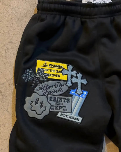 West Coast Trendy Stitching Seam Cloth Dopamine Element Daily Casual Pants Men's Loose Comfort Sports Pants Couple Clothes