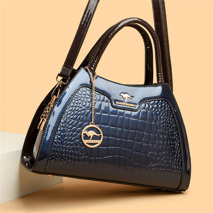 Luxury Patent Leather Handbags for Women Designer Crocodile Pattern Women's Shoulder Crossbody