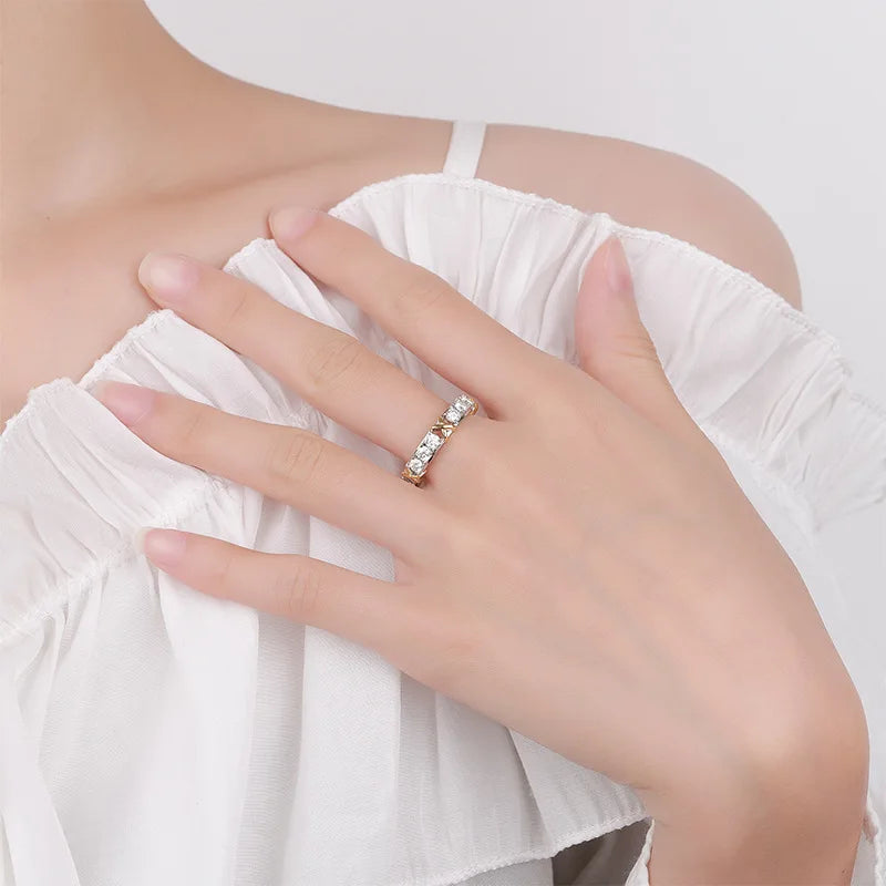 1.5CT D Color Moissanite Full Diamond Ring for Men Women S925 Sterling Silver Two Color Design Trendy Luxury Rings Fine Jewelry