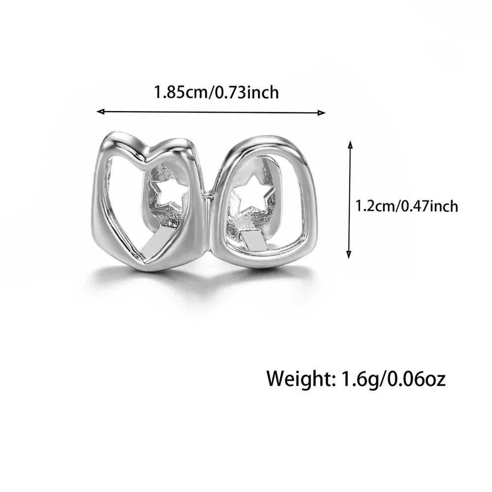 1PC Single Hip Hop Star Heart Pattern Teeth Grillz Removable Dental Grills Teeth Punk Teeth Caps