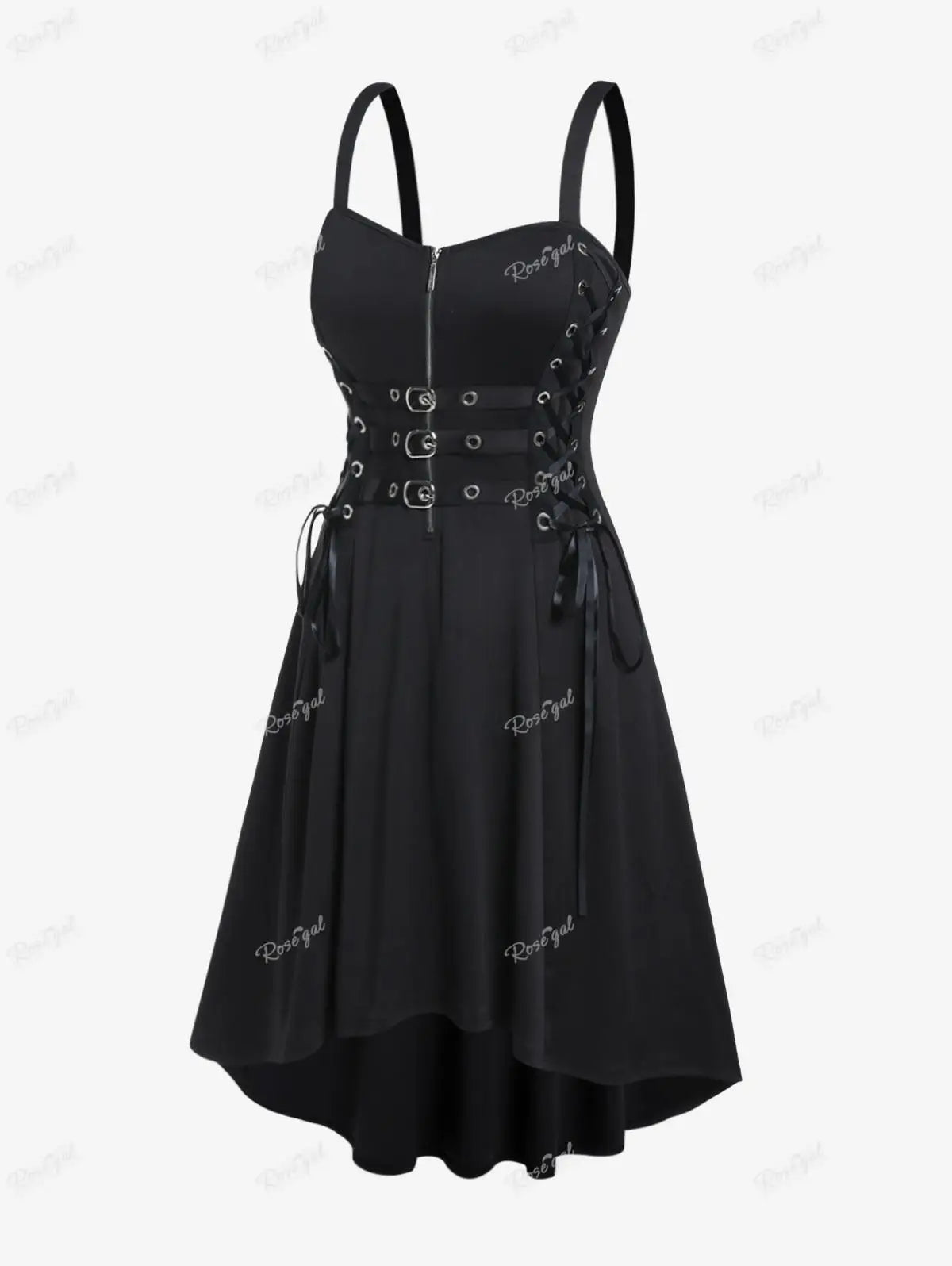 Plus Size Gothic Buckled Lace Up Midi Dress High Waist Sweetheart Neck Asymmetrical Black 01 / XL Black 01 / XXL Black 01 / M Black 01 / XL-Black 01 / XXL-Black 01 / M-Black 01 / L-Black / XXXL-Black 01 / S-Black 01 / XXXL-Black / XXL-Black / S-Black / M-Black / L-Black / XL-