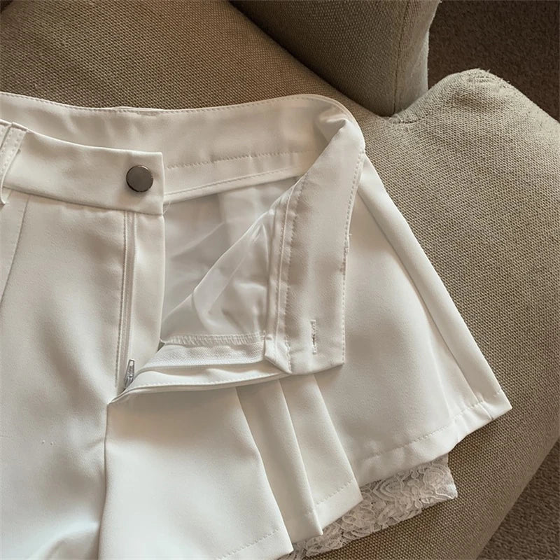 Women Black Gothic Y2k Pleated Shorts Skirt Vintage Mini Skirt Harajuku Korean Elegant Skirts Aesthetic Emo 2000s Clothes Summer