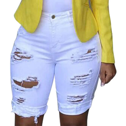 Denim Shorts Women Plus Size Destroyed Hole Ripped Shorts Plus Size