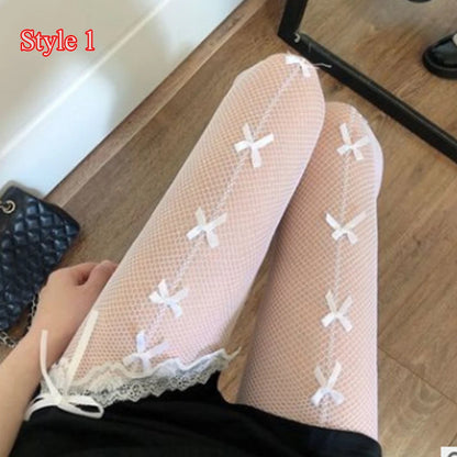 Goth Fishnet Pantyhose Spider Web Patterned Hollow Out Mesh Tights