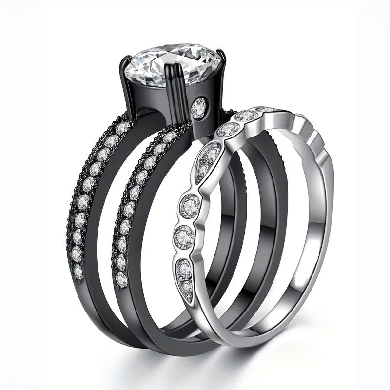 Fashionable Couple Ring, Inlaid with Cubic Zirconia for Men's and Women's Engagement Jewelry, Holiday Gift Giving Wedding