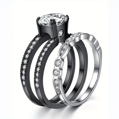 Fashionable Couple Ring, Inlaid with Cubic Zirconia for Men's and Women's Engagement Jewelry, Holiday Gift Giving Wedding