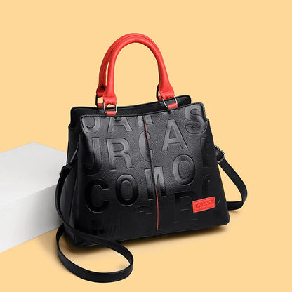2-layer pockets Letter Printing Luxury Handbags Women Leather Bags Vintage Ladies Shoulder Crossbody Bags for Women Tote Bag