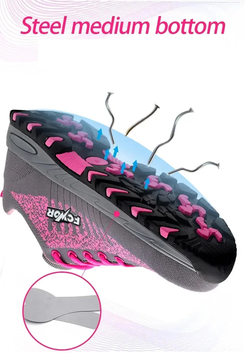 Women Safety Shoes For Work Safety Boots Breathable Steel Toe Puncture Proof Sport Work Sneakers Construction Security Boots
