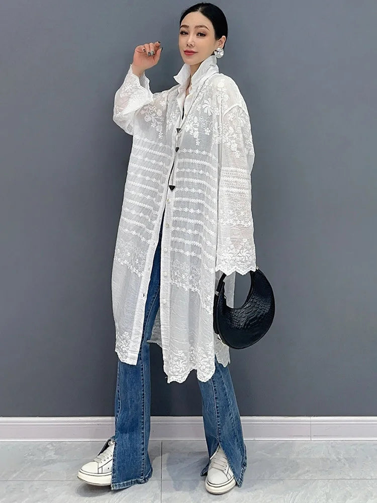 Long Sleeve Blouse Sunscreen Overcoat Trendy Casual Loose Women's Long Shirt