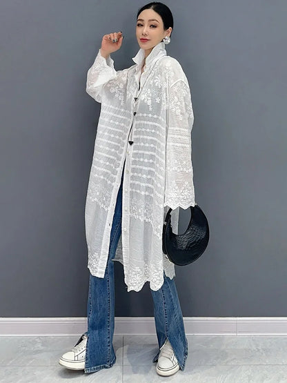 Long Sleeve Blouse Sunscreen Overcoat Trendy Casual Loose Women's Long Shirt