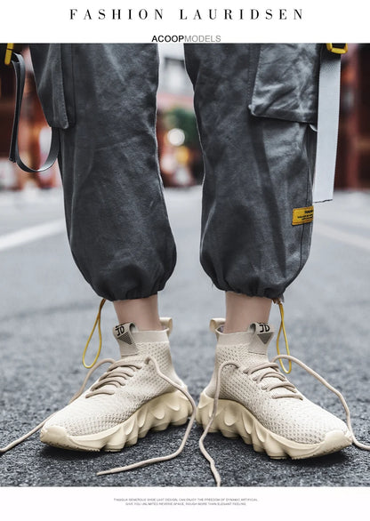 Mens High Top Fashion Sneakers Breathable Shoes Comfortable Sneakers Heighten Sports Shoes Men Lightweight