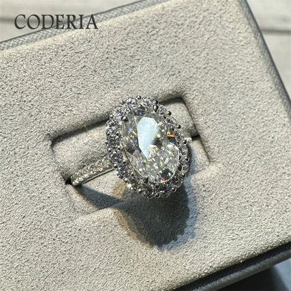 18K White Gold Plated D Color 8*12mm 4.5CT Moissanite 925 Sterling Silver Ring Women Wedding Diamond Finger Band Luxury Jewelry