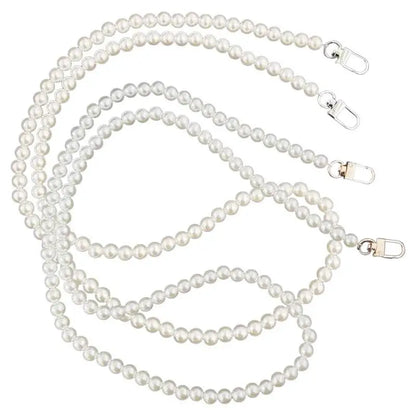 White Pearl Lanyard Necklace Pearl Chain Star Phone Case Long Shoulder Bag Strap