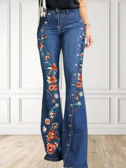 High Waisted Wide Leg Jeans Casual Patchwork Retro Y2K Pants Trousers