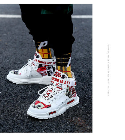 Men Shoes High Quality Sneakers Platform Breathable Lightweight Red Basket