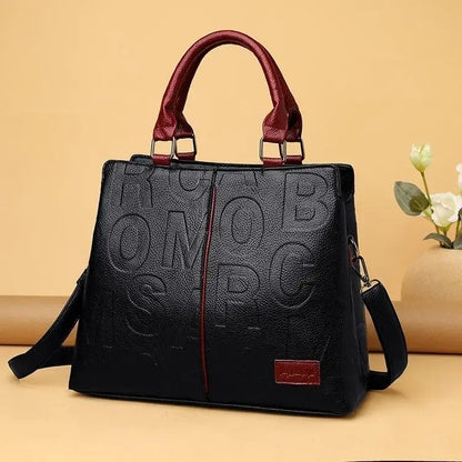 2-layer pockets Letter Printing Luxury Handbags Women Leather Bags Vintage Ladies Shoulder Crossbody Bags for Women Tote Bag