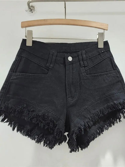 Denim Shorts Pants Low Rise Slim Lady Crop jeans Distressed Chic Casual Short Trousers
