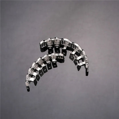 Baguette Teeth Grillz Set For Unisex Top Bottom Iced Out Cubic Zircon Stone Brass Material Hip Hop
