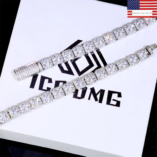 ICEOMG Hip Hop Jewelry 7mm Cluster Tennis Chain Necklace Shiny Diamond Thin Necklace Iced Out Chain for Man Women