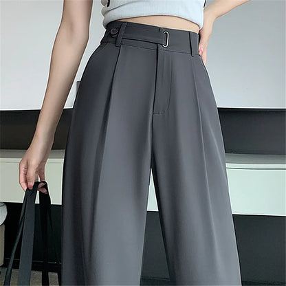 Women's Casual Pants Wide Leg Pants Solid Color High Waist Loose Trousers