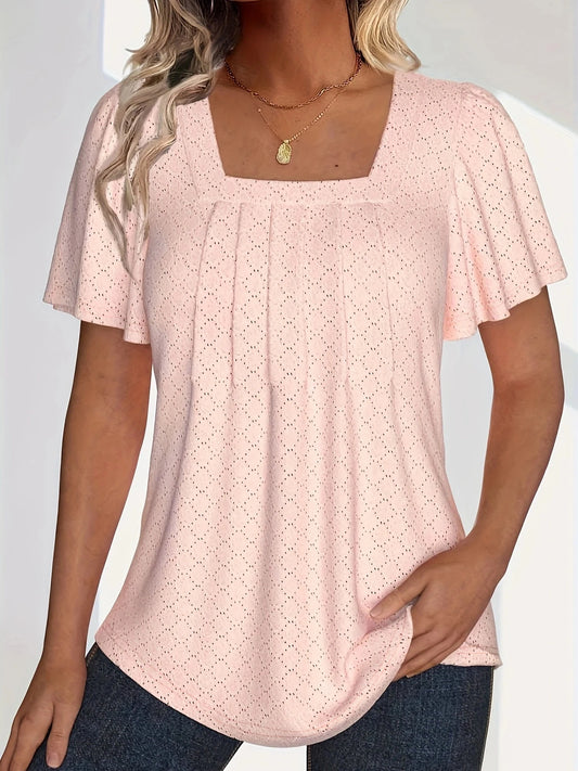Plus size spring and summer fashionable and elegant hollow tops for women