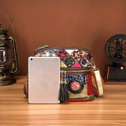 Casual Multi Color Messenger Bag Snake Pattern Women's Colorful Flowers