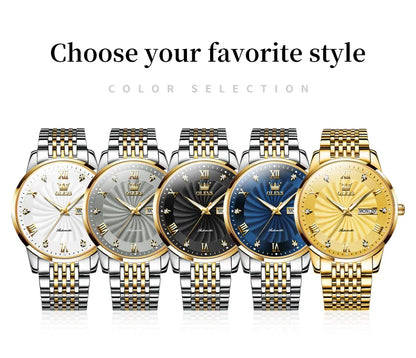 Automatic Mechanical Men Watch Threaded Dial Waterproof Stainless Steel Strap Classic Men's Watches Luxury