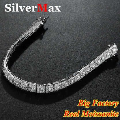 2025 New Full Moissanite Diamond Bracelets Tennis Chain For Women Engagement Wedding Original 925 Sterling Silver Jewelry Plated
