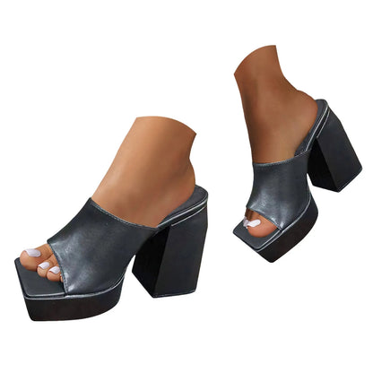 Cow Print Peep Toe Sandals Thick High Heel Wedge Platform Shoes Black / 37 / United States Black / 38 / United States 