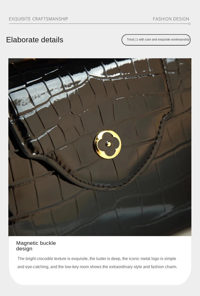 Crocodile Pattern Leather Handbag Luxury Fashion Small Shoulder Messenger Bag Portable Crossbody Shell Bags