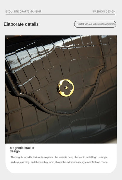 Crocodile Pattern Leather Handbag Luxury Fashion Small Shoulder Messenger Bag Portable Crossbody Shell Bags