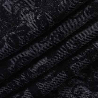 Goth Dark Gothic Flare Pants Grunge See Through Mesh High Waist Women