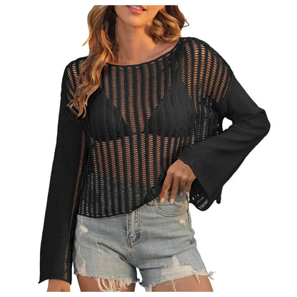 Womens Beach Blouse Lace Strap Long Cardigan Beach