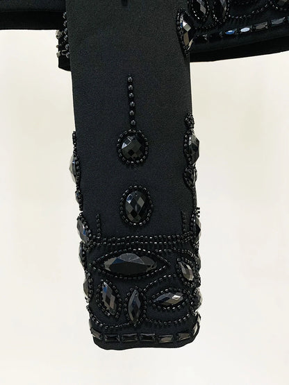Long Sleeve Short Top and Mini Skirt Suit Outfit, Diamond Beaded Design,High Quality, 2 Pcs Set