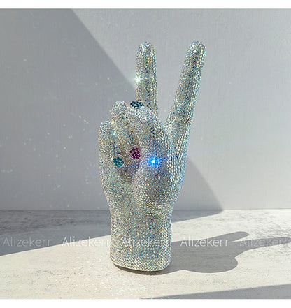 Victory Hand Shaped Diamond Evening Luxury Designer Unique Stylish Rhinestone Purse
