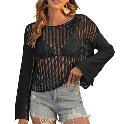 Womens Beach Blouse Lace Strap Long Cardigan Beach