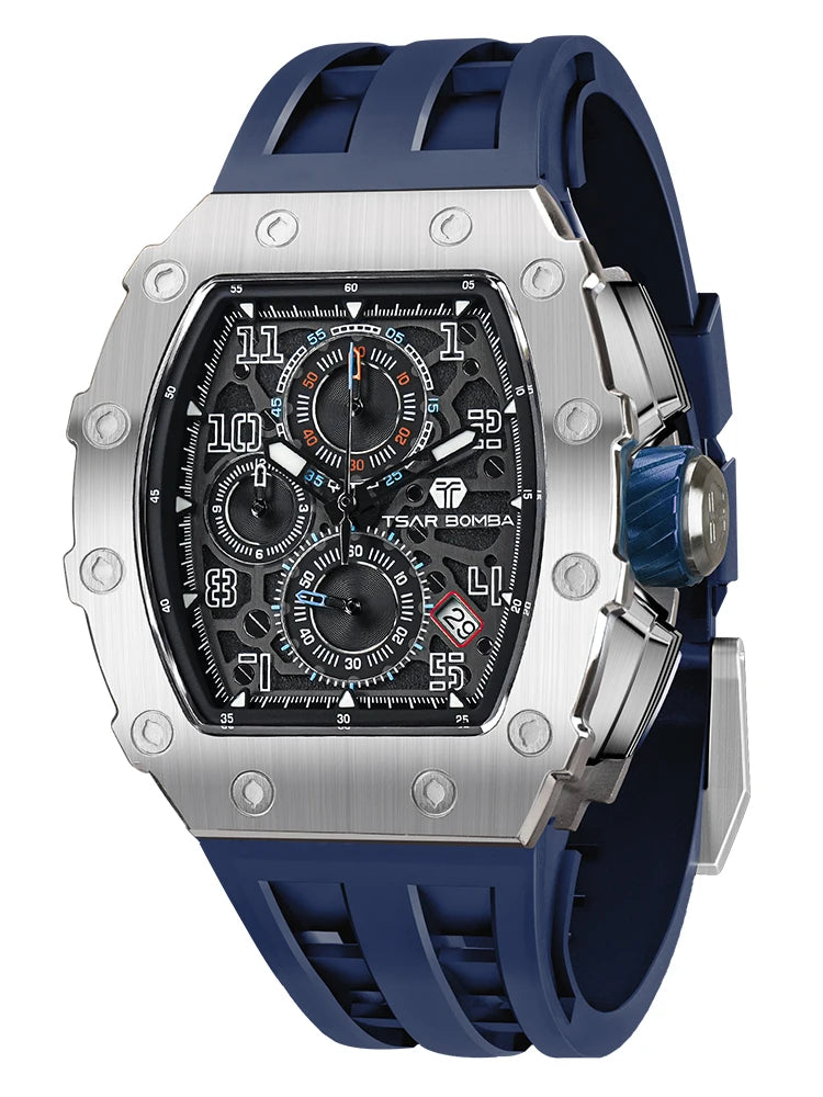 Luxury Brand Tonneau Design Waterproof Clock Stainless Steel Wristwatch Rectangle