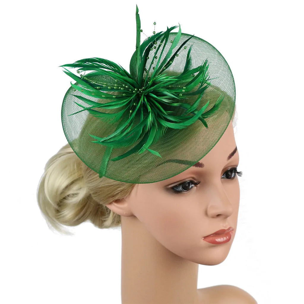 Retro Fascinators Women Feather Floral Mesh Headband Fascinator Hat Headwear Party Wedding Church