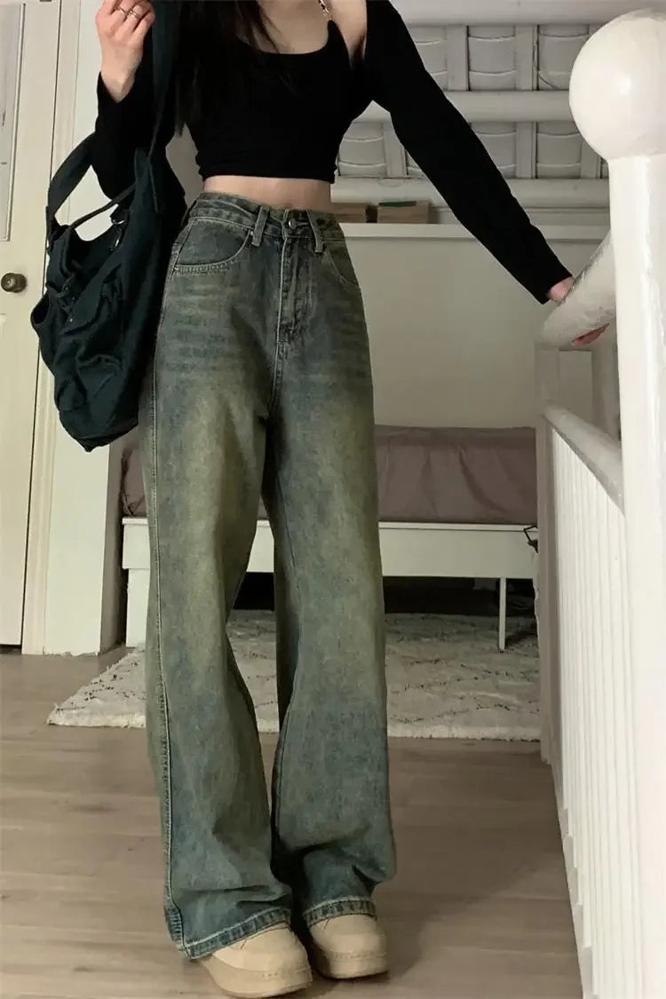 High-waisted Slimming Jeans Casual Bell Bottoms Straight-leg Long Pants For Women