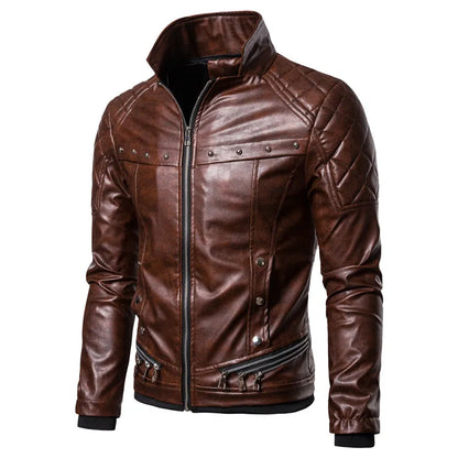 Winter Fleece Motorcycle Leather Jacket Men Turn Down Fur Collar Slim Fit Warm PU Bomber Jacket
