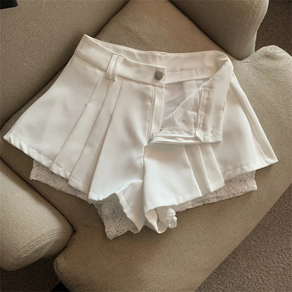 Women Black Gothic Y2k Pleated Shorts Skirt Vintage Mini Skirt Harajuku Korean Elegant Skirts Aesthetic Emo 2000s Clothes Summer