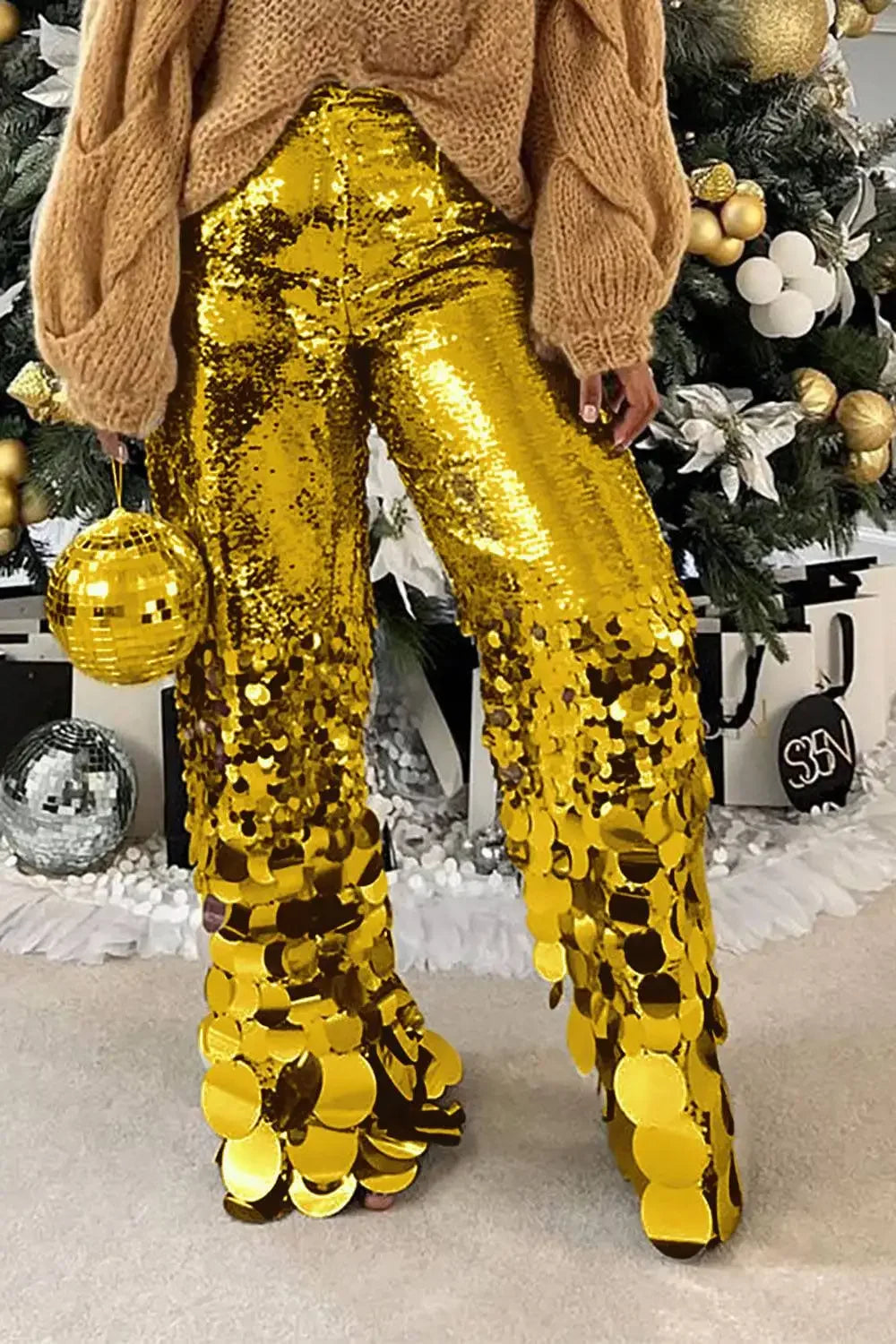 Plus Size Party Pant Silver Straight Leg Asymmetrical Sequin Pant High Waist Flare Pant Trousers Spring Silver / XL Silver / L Gold / 5XL Silver / XL-Silver / L-Gold / 5XL-Gold / 4XL-Gold / XL-Gold / L-Gold / XXXL-Gold / XXL-Silver / XXXL-Silver / XXL-Silver / 5XL-Silver / 4XL-