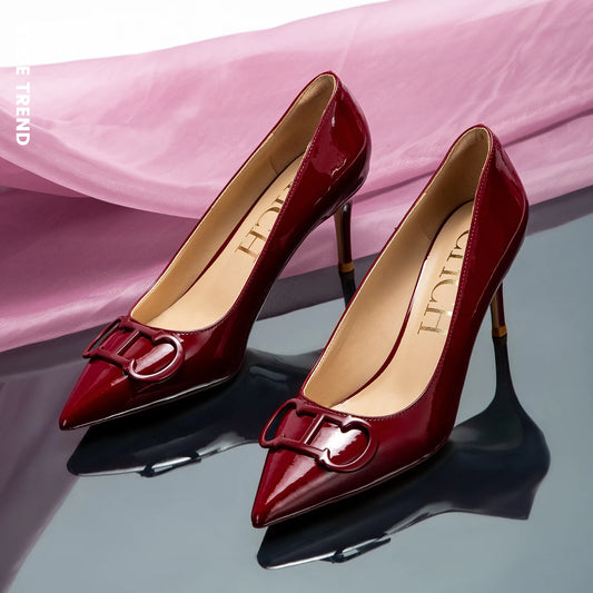 Solid Colour Classic Style New Women's Single Shoes Retro Simple Exquisite Women's High-heeled Shoes