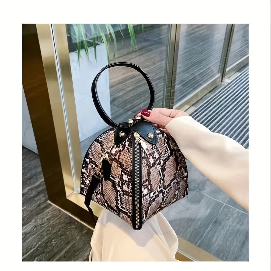 Print Triangle Handbag, Trendy Mini Crossbody Bag, Women's Clutch Purse For Party Prom Dating