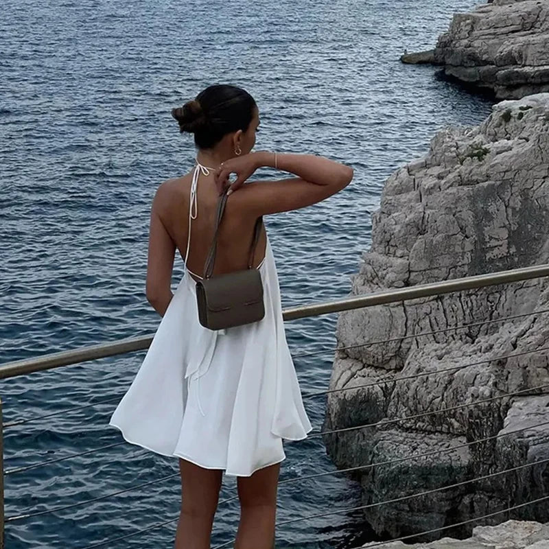Off Shoulder Dress Elegant Sleeveless Hollow Out Backless