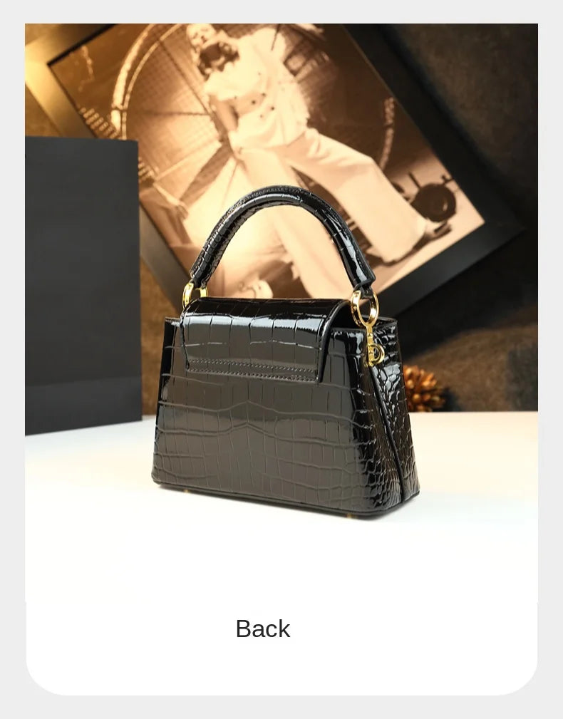 Crocodile Pattern Leather Handbag Luxury Fashion Small Shoulder Messenger Bag Portable Crossbody Shell Bags