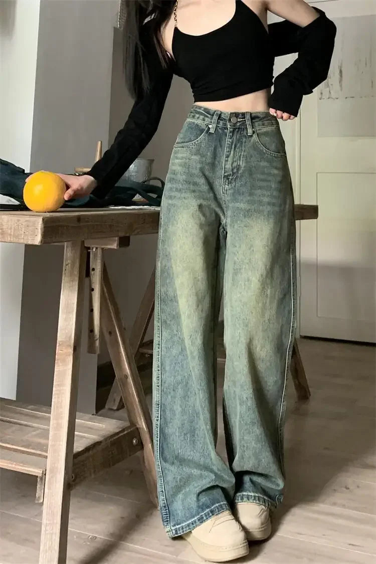 High-waisted Slimming Jeans Casual Bell Bottoms Straight-leg Long Pants For Women