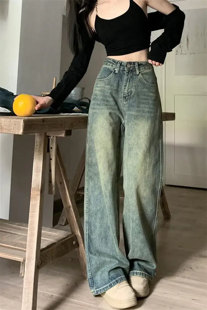 High-waisted Slimming Jeans Casual Bell Bottoms Straight-leg Long Pants For Women