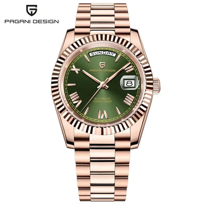 Rose Gold Luxury Automatic Watch For Men Mechanical Wristwatches Sapphire Mirror Clock Gift Man